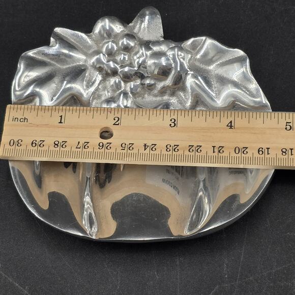 Holland Boone Polished Pewter Pumpkin Trinket Bowl/Tray 4.75" - Picture 2 of 6